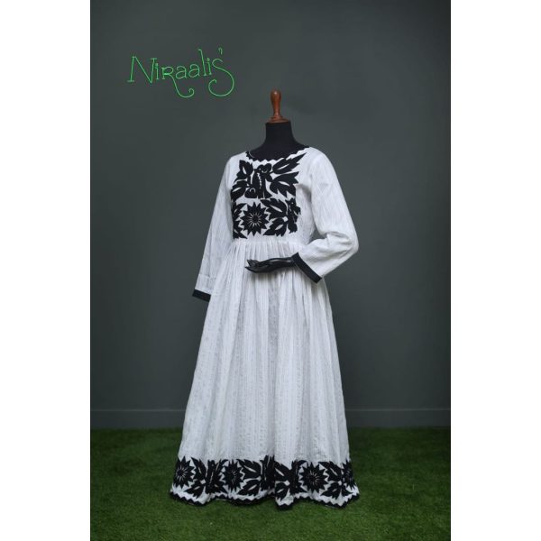 Niraalis White Cotton Silk Frock Pakdeals Offers.