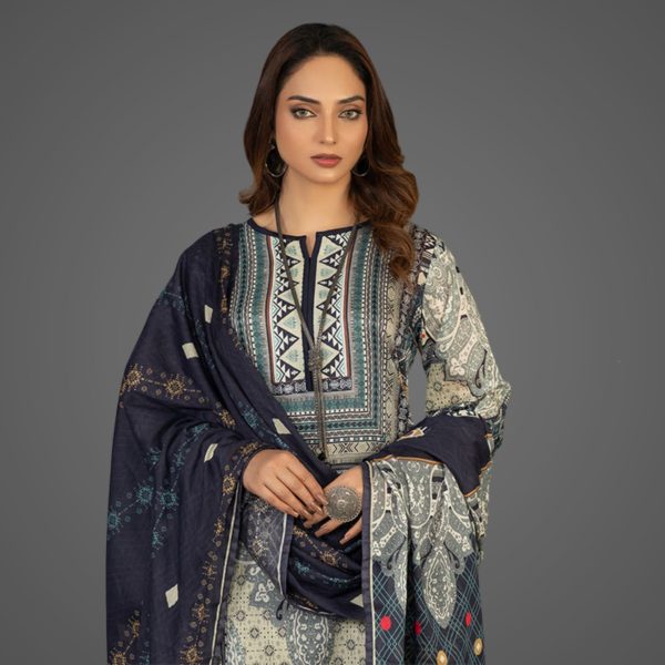 Charcol Charm Ladies 3 Piece Lawn Suit PakDeals Offers