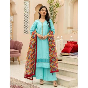 Ferozi Kattan Suit with Printed Dupatta